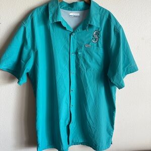 Columbia Seattle Mariners Button Down Omni-Shade Shirt Sz L